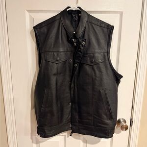 Men's Dark Leather motorcycle vest